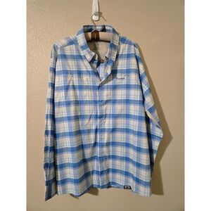 Kings Camo XKG Mens 2XL Blue Plaid Performance Fishing Hiking Snap Front Shirt